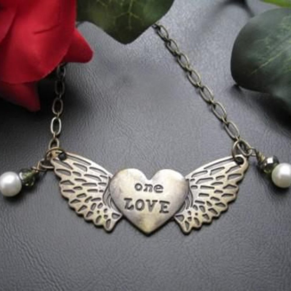 Heart With Wings Love Handmade Necklace